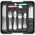 Lifewit Silverware Drawer Organizer Expandable BPA Free Utensil Tray for Kitchen Adjustable Flatware and Cutlery Holder for Spoons Forks Knives Plastic Kitchen Organizers and Storage Black