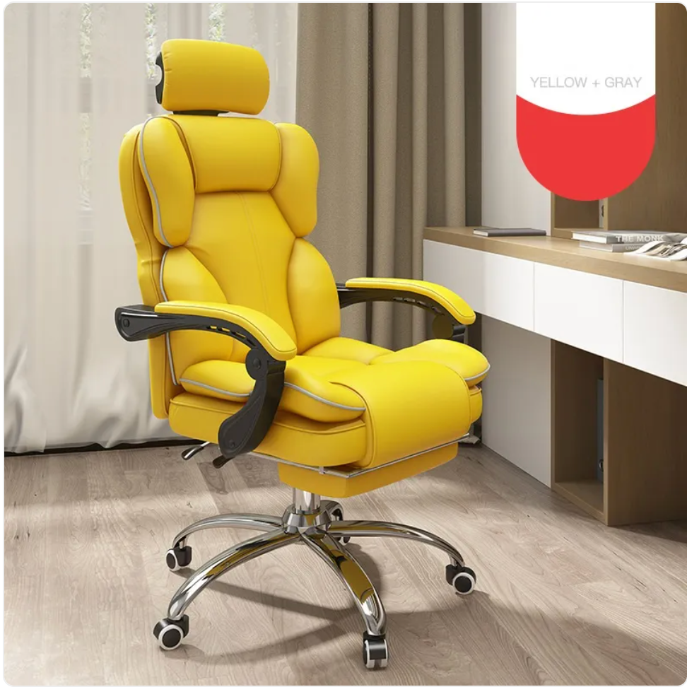 Oversized Leather Ergonomic Gaming Chair — High Back, Reclining, Optional Footrest