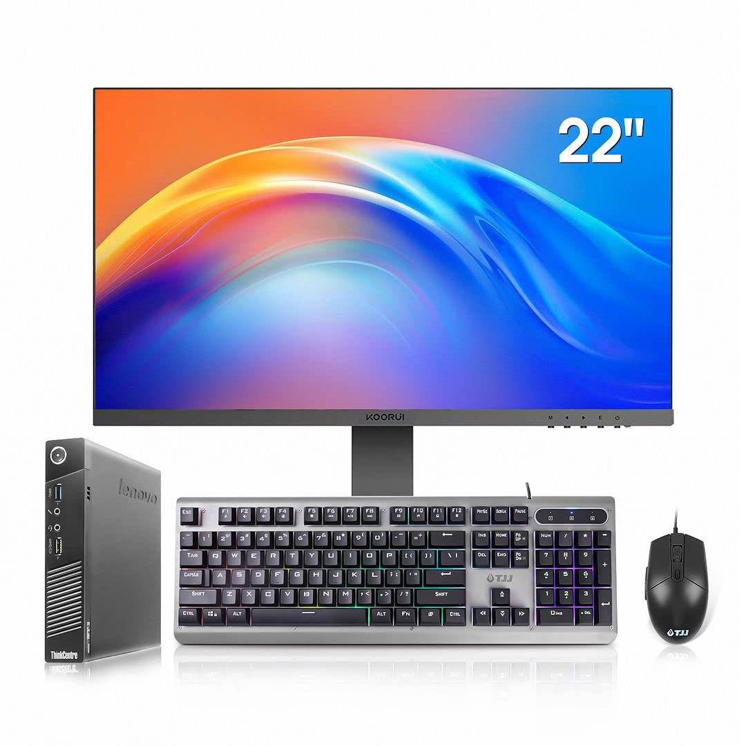 Lenovo ThinkCentre Tiny Refurbished Mini PC + 22" FHD Monitor — i5, 16GB, 512GB SSD