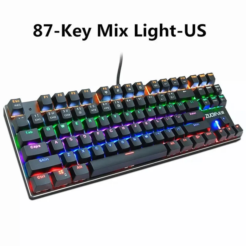 87-Key Mechanical Gaming Keyboard — RGB, Green & Red Axis Options