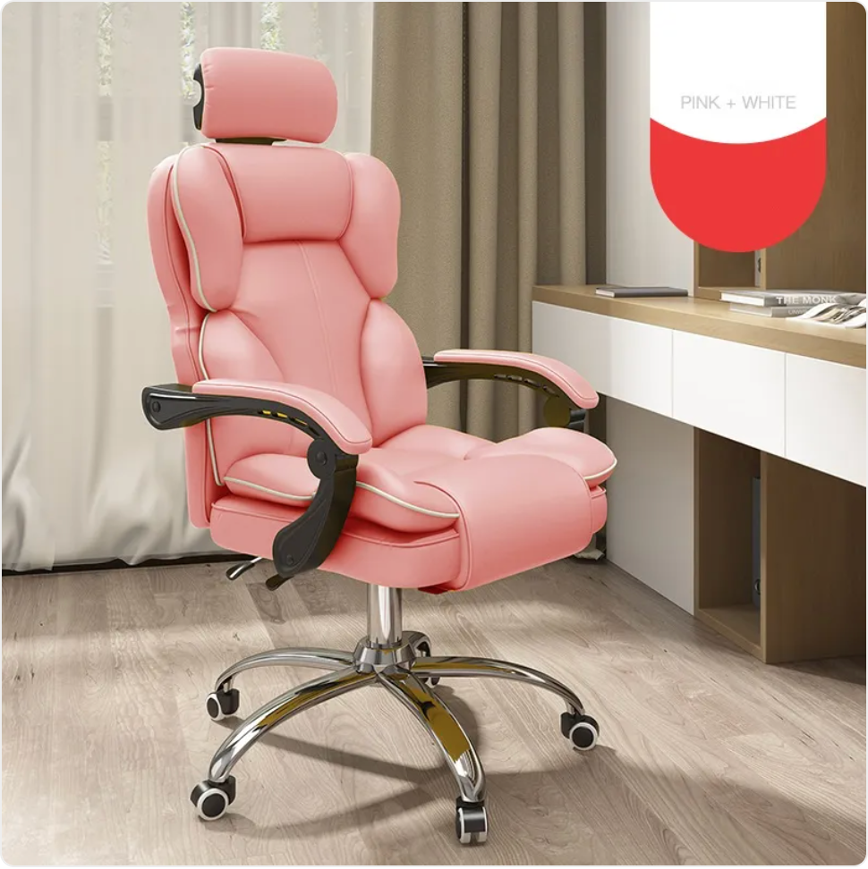 Oversized Leather Ergonomic Gaming Chair — High Back, Reclining, Optional Footrest