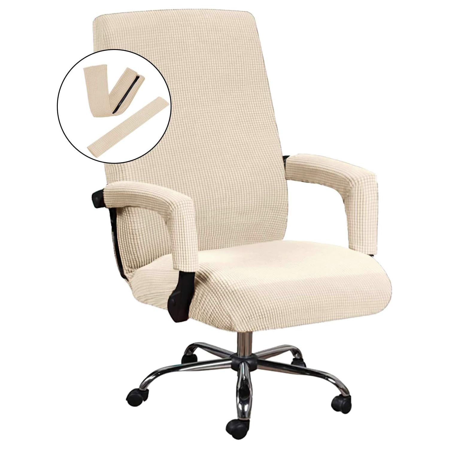 Stretch Office & Gaming Chair Cover — Non-Slip Jacquard, Universal Fit, Large