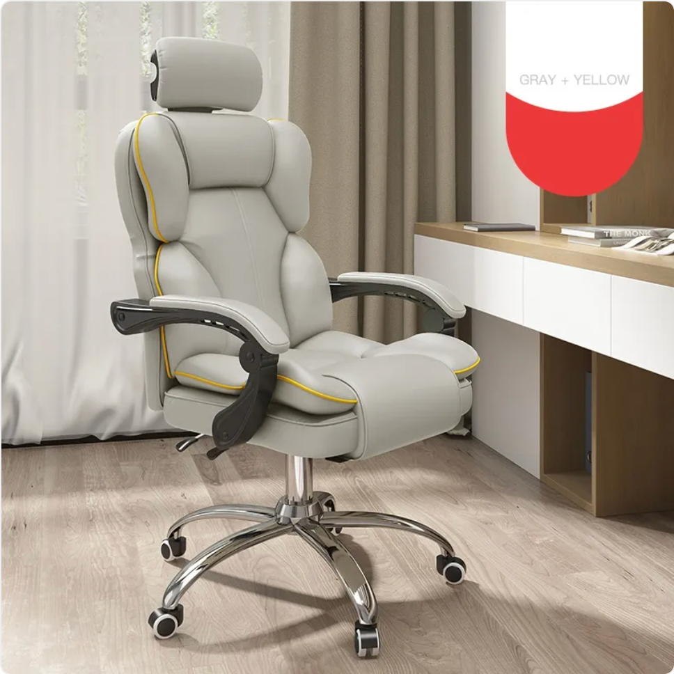 Oversized Leather Ergonomic Gaming Chair — High Back, Reclining, Optional Footrest