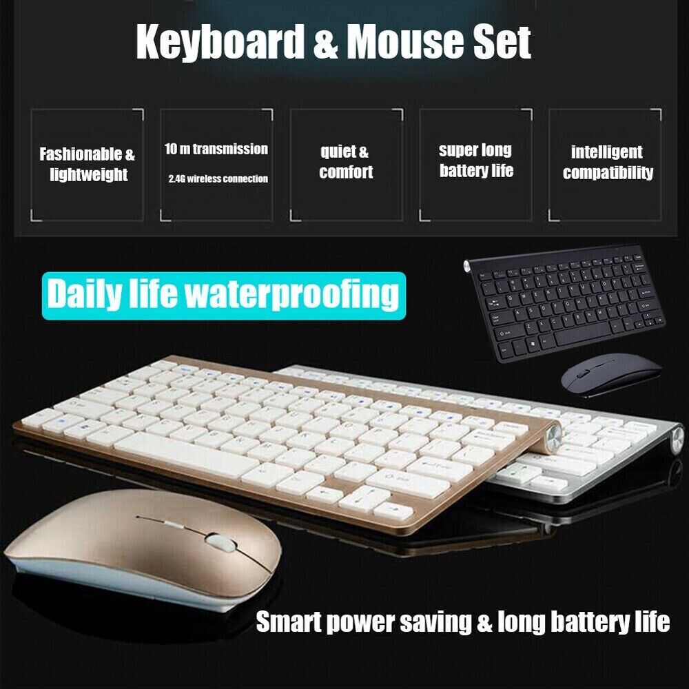 Mini Wireless Keyboard & Mouse Set — Waterproof, Mac & PC Compatible